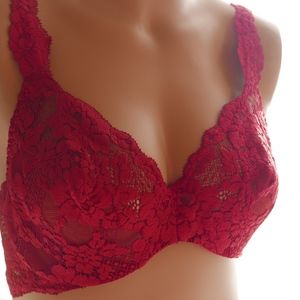 La Perla Red Sheer Lace Bra in 36D